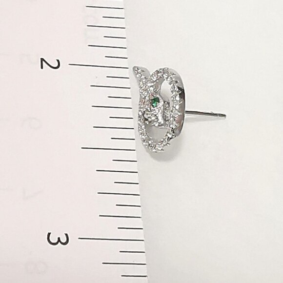 Genuine emerald gemstone CZ snake stud  earrings in Sterling Silver 🆕 - Picture 5 of 10